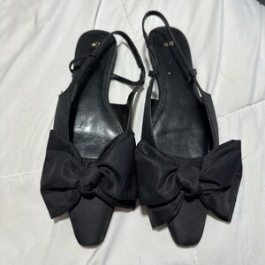 H&M Black Bow Slingback Flats